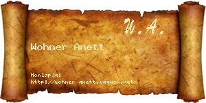 Wohner Anett névjegykártya